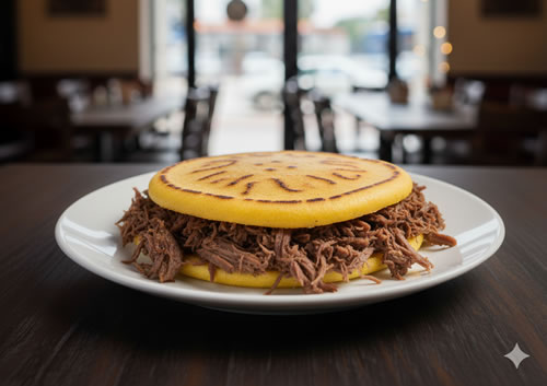 Comida Colombiana Arepa Con Carne