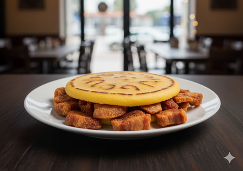 Comida Colombiana Arepa Con Chicharron