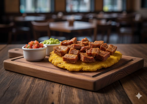 Comida Colombiana Patacon Con Chicharron